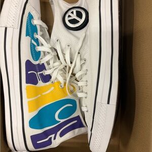 Converse White and Purple High-Tops